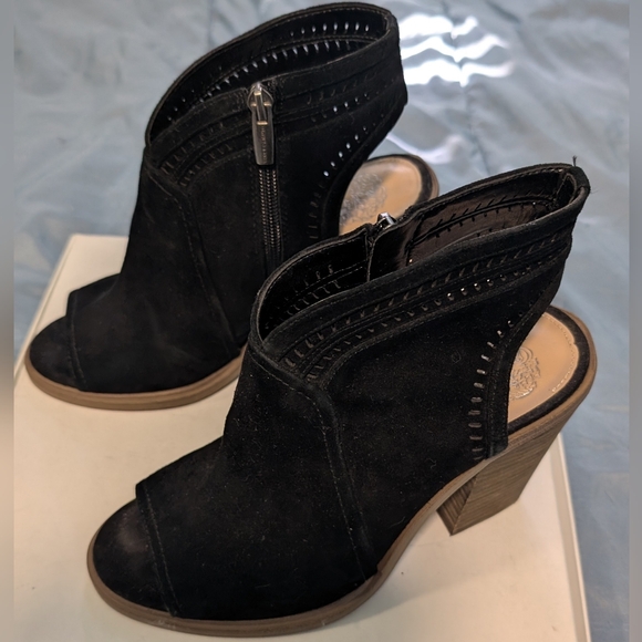 Vince Camuto Black Suede Open-Toe Heels - Picture 2 of 7